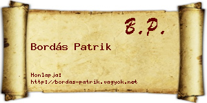 Bordás Patrik névjegykártya